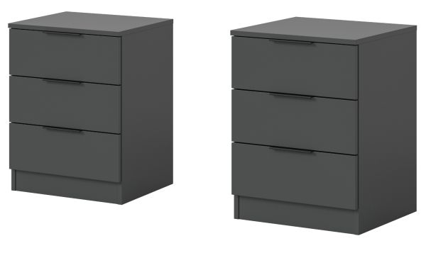 Nachttisch Set Swan in grau 2x Nachtkommode in Komforth�he 45 x 60 cm