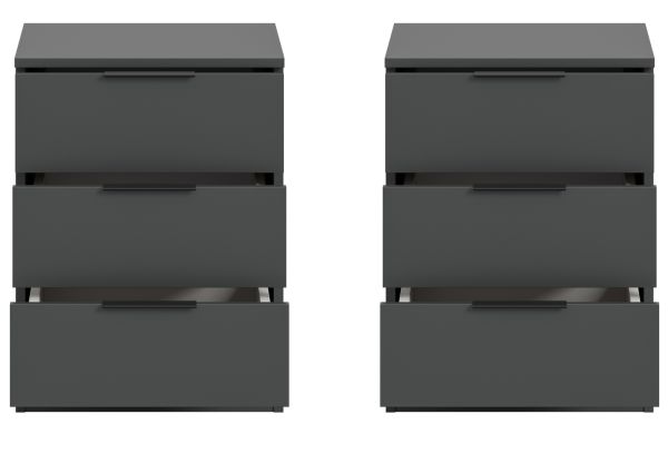 Nachttisch Set Swan in grau 2x Nachtkommode in Komforth�he 45 x 60 cm