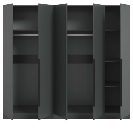 Kleiderschrank Swan in grau Dreht�renschrank 5-t�rig 200 x 181 cm