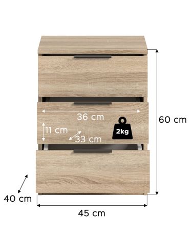 Nachttisch Swan in Sonoma Eiche Nachtkommode in Komforth�he 45 x 60 cm