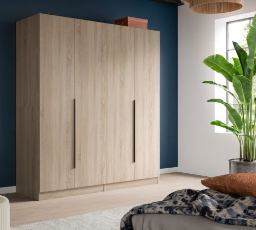 Kleiderschrank Swan in Sonoma Eiche Dreht�renschrank 4-t�rig 160 x 181 cm