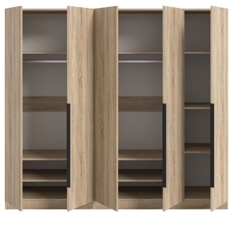 Kleiderschrank Swan in Sonoma Eiche Dreht�renschrank 5-t�rig 200 x 181 cm