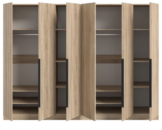 Kleiderschrank Swan in Sonoma Eiche Dreht�renschrank 6-t�rig 240 x 181 cm