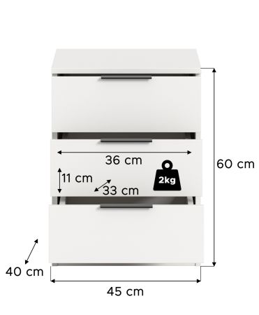 Nachttisch Swan in wei� Nachtkommode in Komforth�he 45 x 60 cm