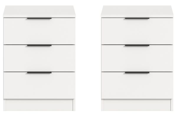 Nachttisch Set Swan in wei� 2x Nachtkommode in Komforth�he 45 x 60 cm