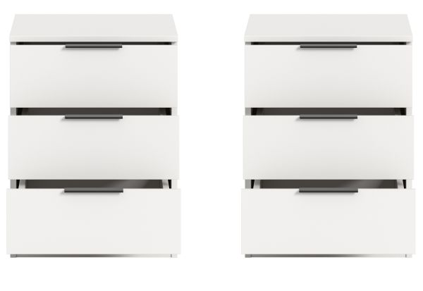 Nachttisch Set Swan in wei� 2x Nachtkommode in Komforth�he 45 x 60 cm