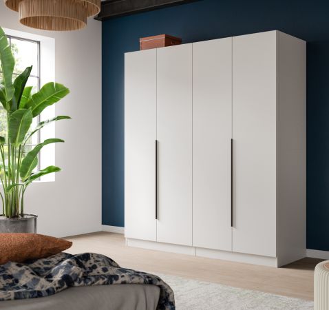 Kleiderschrank Swan in wei� Dreht�renschrank 4-t�rig 160 x 181 cm