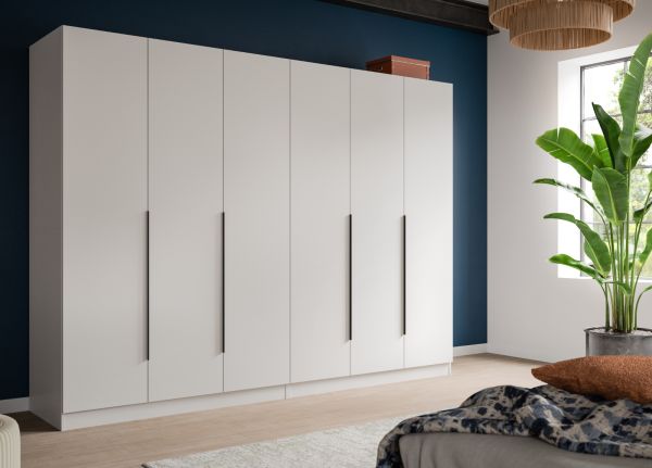 Kleiderschrank Swan in wei� Dreht�renschrank 6-t�rig 240 x 181 cm