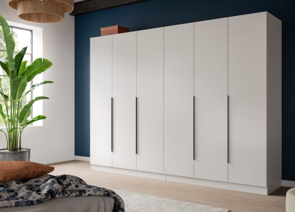 Kleiderschrank Swan in wei� Dreht�renschrank 6-t�rig 240 x 181 cm