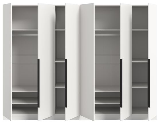 Kleiderschrank Swan in wei� Dreht�renschrank 6-t�rig 240 x 181 cm
