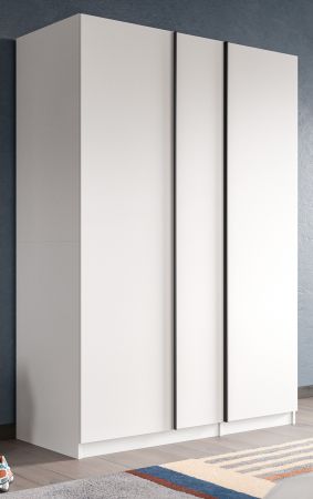Kleiderschrank Girona in wei� Dreht�renschrank 3-t�rig 130 x 183 cm