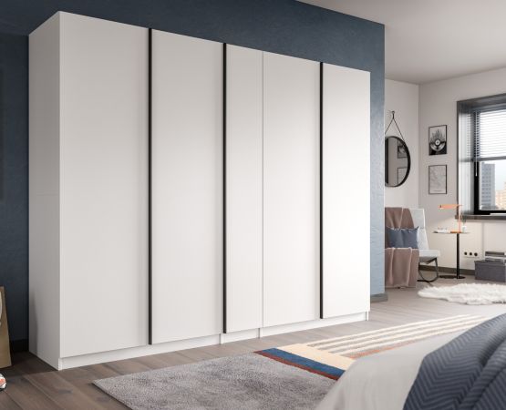 Kleiderschrank Girona in wei� Dreht�renschrank 5-t�rig 230 x 183 cm