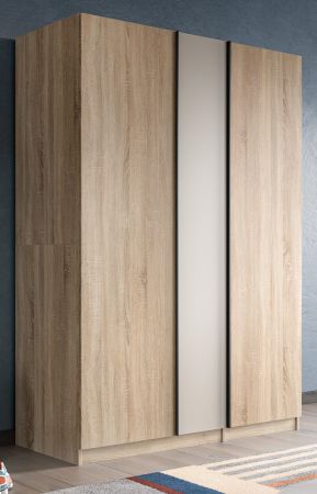 Kleiderschrank Girona in Sonoma Eiche und Kaschmir Dreht�renschrank 3-t�rig 130 x 183 cm