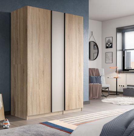 Kleiderschrank Girona in Sonoma Eiche und Kaschmir Dreht�renschrank 3-t�rig 130 x 183 cm