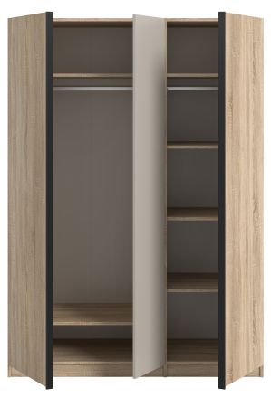 Kleiderschrank Girona in Sonoma Eiche und Kaschmir Dreht�renschrank 3-t�rig 130 x 183 cm