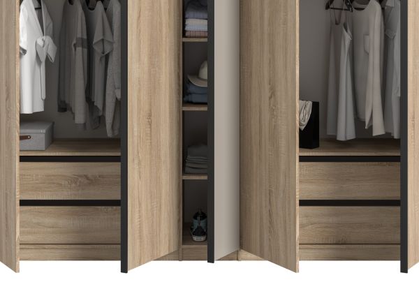 Kleiderschrank Girona in Sonoma Eiche und Kaschmir Dreht�renschrank 5-t�rig 230 x 183 cm