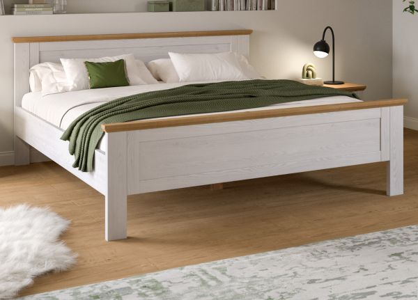 Bett Mirano in wei� L�rche und Eiche Artisan Landhaus Doppelbett Liegefl�che 180 x 200 cm