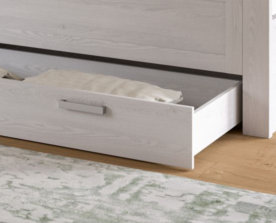 Bett Mirano in wei� L�rche und Eiche Artisan Landhaus Stauraumbett mit 3 x Bettschubkasten Liegefl�che 180 x 200 cm