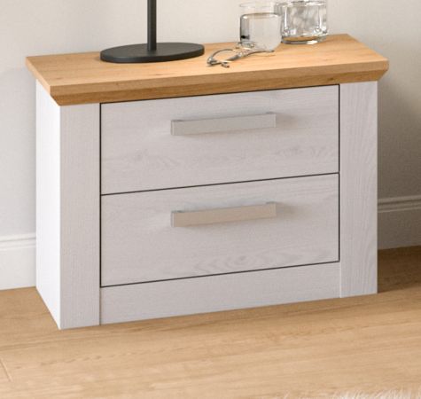 Nachttisch Mirano in wei� L�rche und Eiche Artisan Landhaus Nachtkommode 56 x 43 cm