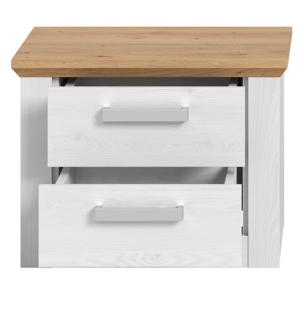 Nachttisch Mirano in wei� L�rche und Eiche Artisan Landhaus Nachtkommode 56 x 43 cm