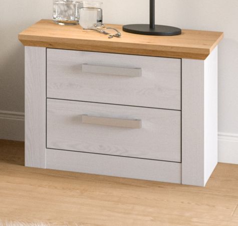 Nachttisch Set Mirano in wei� L�rche und Eiche Artisan Landhaus 2 x Nachtkommode 56 x 43 cm