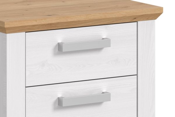 Schlafzimmer Mirano in wei� L�rche und Eiche Artisan Landhaus Set mit Bett Liegefl�che 180 x 200 cm und 2x Nachttisch