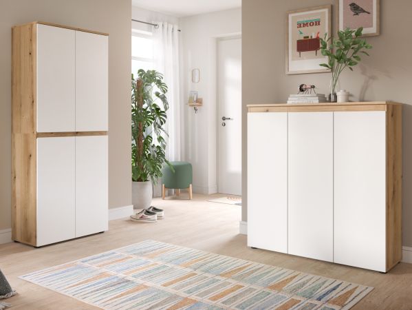 Mehrzweckschrank Assino in wei� und Evoke Eiche 70 x 175 cm