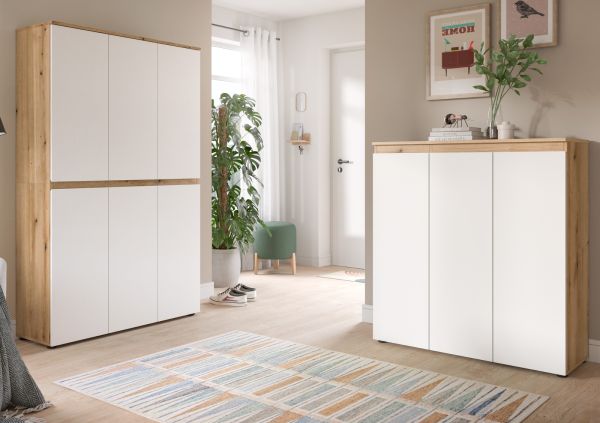 Mehrzweckschrank Assino in wei� und Evoke Eiche 105 x 175 cm