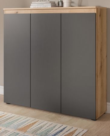 Kommode Assino in grau und Evoke Eiche 105 x 111 cm