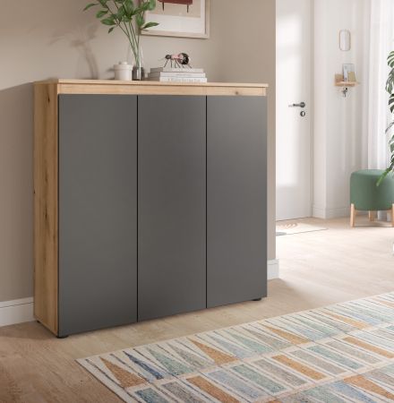 Kommode Assino in grau und Evoke Eiche 105 x 111 cm