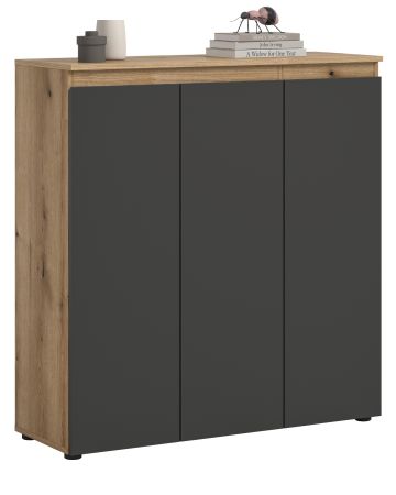 Kommode Assino in grau und Evoke Eiche 105 x 111 cm