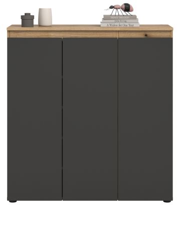 Kommode Assino in grau und Evoke Eiche 105 x 111 cm