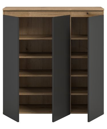 Kommode Assino in grau und Evoke Eiche 105 x 111 cm