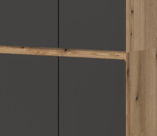 Mehrzweckschrank Assino in Grau und Eiche, 4-t�rig 70 x 175 cm, 7 Einlegeb�den und Kleiderstange