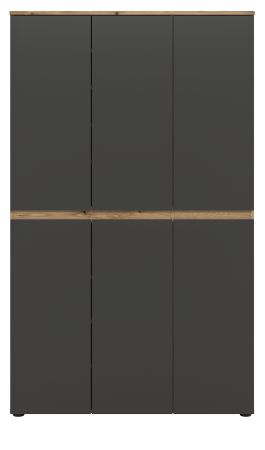 Mehrzweckschrank Assino in Grau und Eiche 105 x 175 cm, 14 Einlegeb�den und Kleiderstange