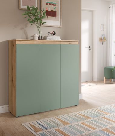 Kommode Assino in gr�n und Evoke Eiche 105 x 111 cm