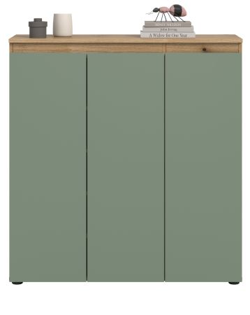 Kommode Assino in gr�n und Evoke Eiche 105 x 111 cm