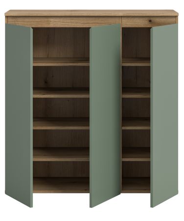 Kommode Assino in gr�n und Evoke Eiche 105 x 111 cm