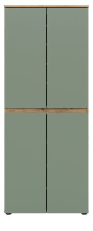 Mehrzweckschrank Assino in Gr�n und Eiche 70 x 175 cm, mit 7 Einlegeb�den und Kleiderstange