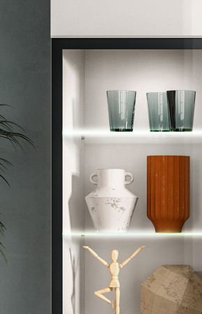 Wohnwand Cover in wei� Hochglanz 4-teilig 330 x 160 cm