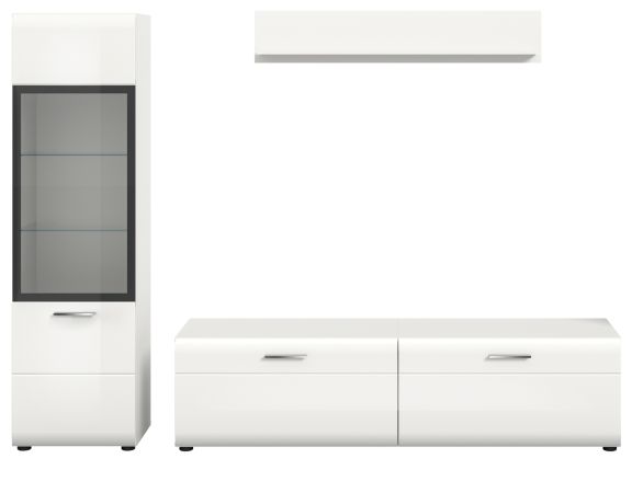 Wohnwand Cover in wei� Hochglanz 3-teilig 220 x 160 cm