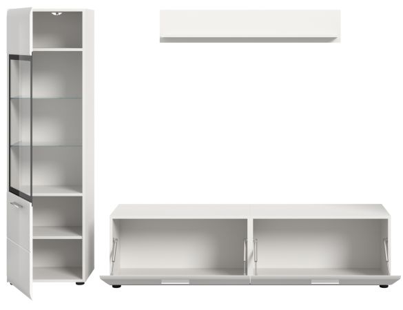 Wohnwand Cover in wei� Hochglanz 3-teilig 220 x 160 cm