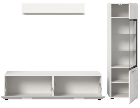 Wohnwand Cover in wei� Hochglanz 3-teilig 220 x 160 cm