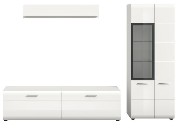 Wohnwand Cover in wei� Hochglanz 3-teilig 235 x 160 cm