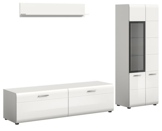 Wohnwand Cover in wei� Hochglanz 3-teilig 235 x 160 cm