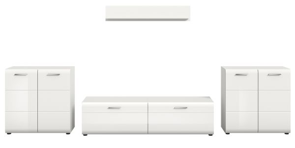 Wohnwand Cover in wei� Hochglanz 4-teilig 350 x 160 cm