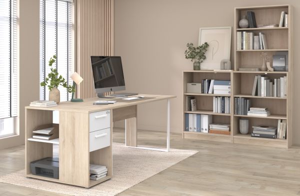 B�rom�bel Set Remote in Eiche und wei� Laptoptisch und Container f�r Homeoffice und B�ro