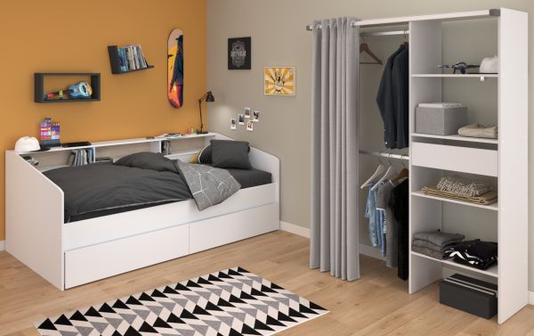 Parisot Kinder- und Jugendzimmer Sleep11 in wei� Komplett-Set 2-teilig mit Stauraumbett und Kleiderschrank