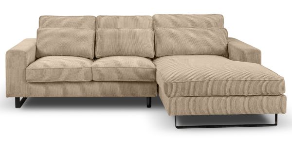 Sofa Valero in beige Cord Ecksofa 4-Sitzer 276 x 183 cm