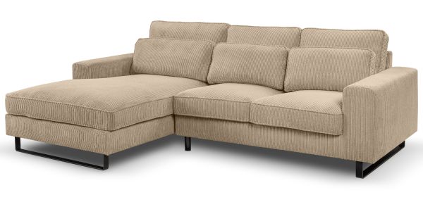 Sofa Valero in beige Cord Ecksofa 4-Sitzer 276 x 183 cm